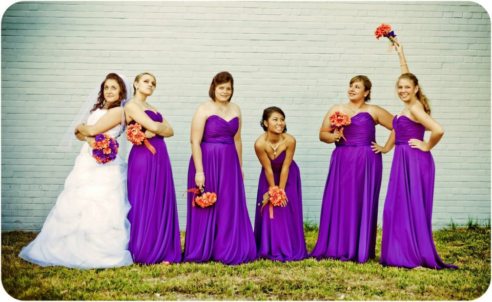 Bride and bridesmaids with artificial wedding flowers and silk bridal bouquets by Forever Flowers by Val